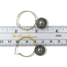 Load image into Gallery viewer, Baroque Grey Silver Tahitian Pearl Hoop Earrings – 14k Yellow Gold