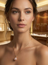 Load image into Gallery viewer, AAA Pink Freshwater Pearl Pendant – 14k Yellow Gold + Box Chain