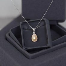 Load image into Gallery viewer, AAA Romantic Pink Pearl Pendant – 14k White Gold + Chain Options
