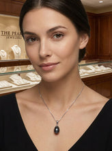 Load image into Gallery viewer, Black Pearl Pendant – 14k White Gold Claw Bail