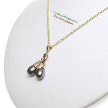 Load image into Gallery viewer, Dolphin Diamond Pendant with 2 Black Pearls – 14k Yellow Gold