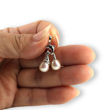 Load image into Gallery viewer, Dolphin Diamond Pendant with 2 White Pearls – 14k White Gold
