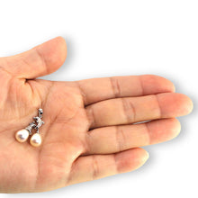 Load image into Gallery viewer, Dolphin Diamond Pendant with 2 White Pearls – 14k White Gold