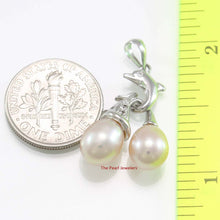 Load image into Gallery viewer, Pink Pearl Dolphin Pendant – 14k White Gold with Diamond