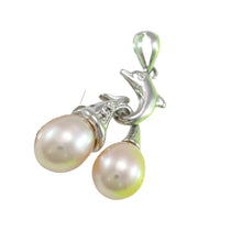 Load image into Gallery viewer, Pink Pearl Dolphin Pendant – 14k White Gold with Diamond