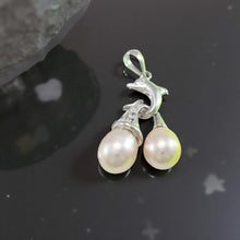 Load image into Gallery viewer, Pink Pearl Dolphin Pendant – 14k White Gold with Diamond