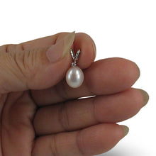 Load image into Gallery viewer, White Pearl Diamond Pendant – 14k White Gold