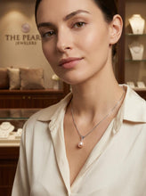 Load image into Gallery viewer, Peach Pink Pearl Pendant – 14k White Gold + Diamond + Chain Options