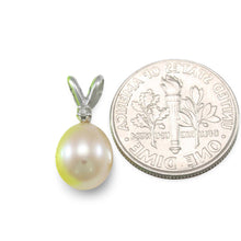 Load image into Gallery viewer, Peach Pink Pearl Pendant – 14k White Gold + Diamond + Chain Options