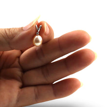 Load image into Gallery viewer, Peach Pink Pearl Pendant – 14k White Gold + Diamond + Chain Options