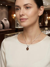Load image into Gallery viewer, Chocolate Pearl Pendant – 14k White Gold + Diamond + Chain Options