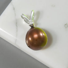 Load image into Gallery viewer, Chocolate Pearl Pendant – 14k White Gold + Diamond + Chain Options