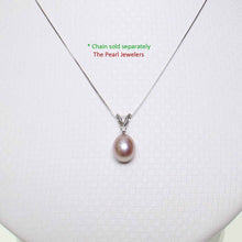 Load image into Gallery viewer, Lavender Pink Pearl Pendant – 14k White Gold + Diamond + Chain Options