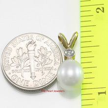 Load image into Gallery viewer, White Pearl Pendant with Diamond – 14k Yellow Gold