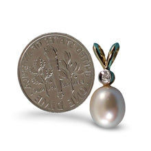Load image into Gallery viewer, Peach Pearl Pendant – 14k Yellow Gold with Diamond Accent