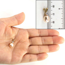 Load image into Gallery viewer, Peach Pearl Pendant – 14k Yellow Gold with Diamond Accent