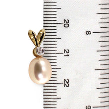 Load image into Gallery viewer, Peach Pearl Pendant – 14k Yellow Gold with Diamond Accent