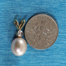 Load image into Gallery viewer, Peach Pearl Pendant – 14k Yellow Gold with Diamond Accent