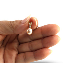 Load image into Gallery viewer, Peach Pearl Pendant – 14k Yellow Gold with Diamond Accent