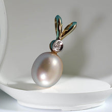 Load image into Gallery viewer, Peach Pearl Pendant – 14k Yellow Gold with Diamond Accent