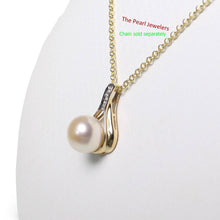 Load image into Gallery viewer, Pink Pearl Racquet Pendant – 14k Yellow Gold with Diamonds