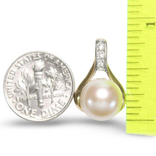 Load image into Gallery viewer, Pink Pearl Racquet Pendant – 14k Yellow Gold with Diamonds