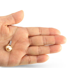 Load image into Gallery viewer, Pink Pearl Racquet Pendant – 14k Yellow Gold with Diamonds