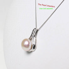 Load image into Gallery viewer, Pink Pearl Racquet Pendant – 14k White Gold with Diamonds
