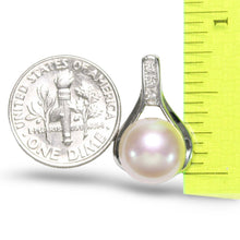 Load image into Gallery viewer, Pink Pearl Racquet Pendant – 14k White Gold with Diamonds