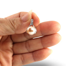 Load image into Gallery viewer, Pink Pearl Racquet Pendant – 14k White Gold with Diamonds