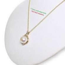 Load image into Gallery viewer, White Pearl Pendant – 14k Yellow Gold with Diamond Trio