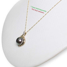 Load image into Gallery viewer, Black Pearl Pendant – 14k Yellow Gold with Trio Diamonds + Chain Options