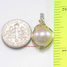 Load image into Gallery viewer, Pink Pearl Pendant – 14k Yellow Gold with Diamonds