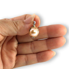 Load image into Gallery viewer, Pink Pearl Pendant – 14k Yellow Gold with Diamonds