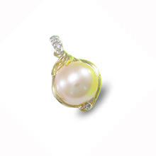 Load image into Gallery viewer, Pink Pearl Pendant – 14k Yellow Gold with Diamonds