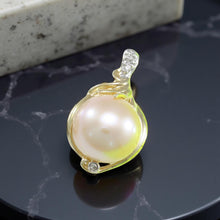 Load image into Gallery viewer, Pink Pearl Pendant – 14k Yellow Gold with Diamonds