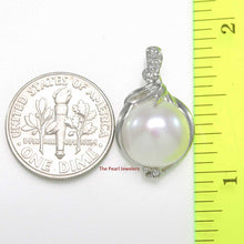 Load image into Gallery viewer, White Pearl Pendant – 14k White Gold with Diamonds