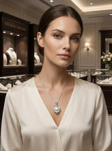 Load image into Gallery viewer, White Pearl Pendant – 14k White Gold with Diamonds