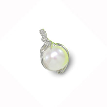 Load image into Gallery viewer, White Pearl Pendant – 14k White Gold with Diamonds