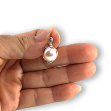 Load image into Gallery viewer, White Pearl Pendant – 14k White Gold with Diamonds
