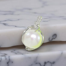 Load image into Gallery viewer, White Pearl Pendant – 14k White Gold with Diamonds