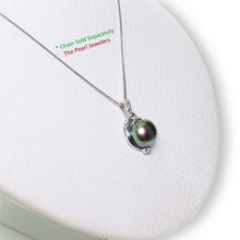 Load image into Gallery viewer, Black Pearl Pendant – 14k White Gold + Trio Diamonds
