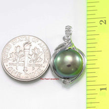 Load image into Gallery viewer, Black Pearl Pendant – 14k White Gold + Trio Diamonds