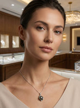 Load image into Gallery viewer, Black Pearl Pendant – 14k White Gold + Trio Diamonds