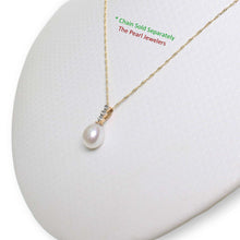 Load image into Gallery viewer, White Pearl Pendant – 14k Yellow Gold + Diamonds