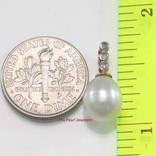 Load image into Gallery viewer, White Pearl Pendant – 14k Yellow Gold + Diamonds