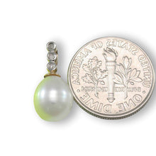 Load image into Gallery viewer, White Pearl Pendant – 14k Yellow Gold + Diamonds