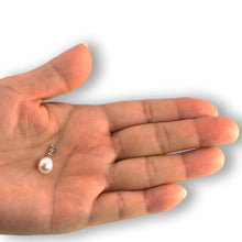 Load image into Gallery viewer, White Pearl Pendant – 14k Yellow Gold + Diamonds