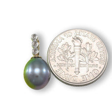 Load image into Gallery viewer, Black Pearl Pendant – 14k Yellow Gold + Diamond