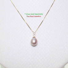Load image into Gallery viewer, Lavender Pearl Pendant – 14k Yellow Gold + Diamond Trio